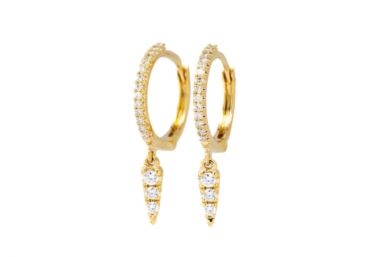 14K Diamond Pavé Spike Hoop Earrings