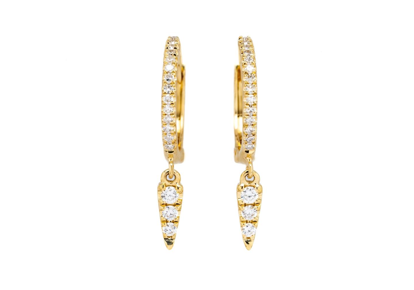 14K Diamond Pavé Spike Hoop Earrings