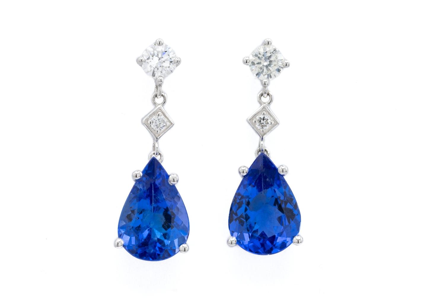 14K Pear Shape Tanzanite Drop Earrings