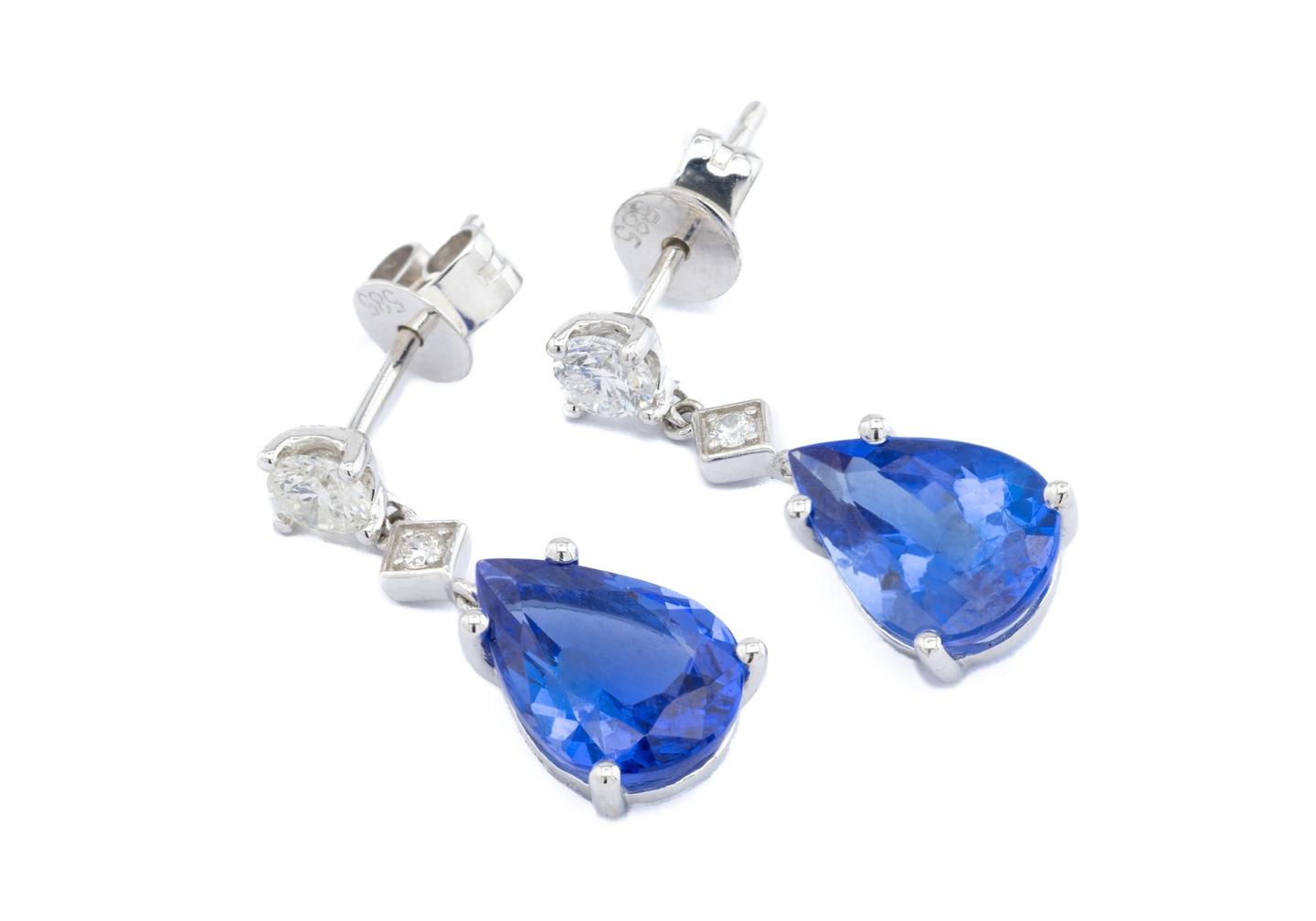 14K Pear Shape Tanzanite Drop Earrings