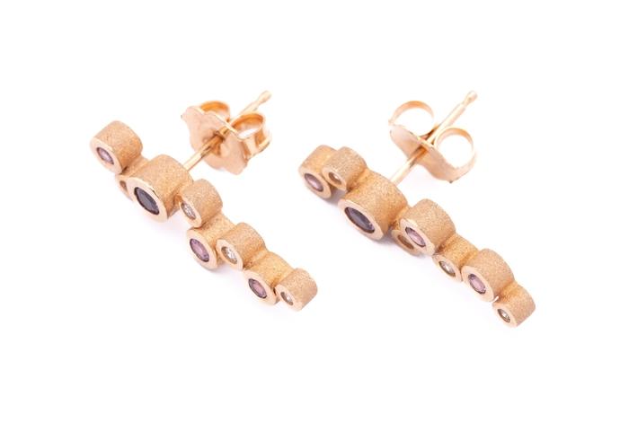 14K Garnet & Diamond Bubble Stud Earrings