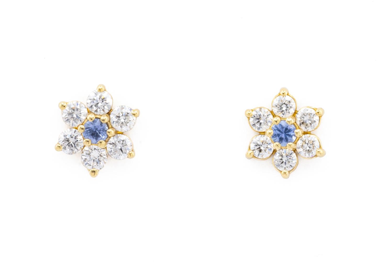 Diamond and Yogo Sapphire Earrings