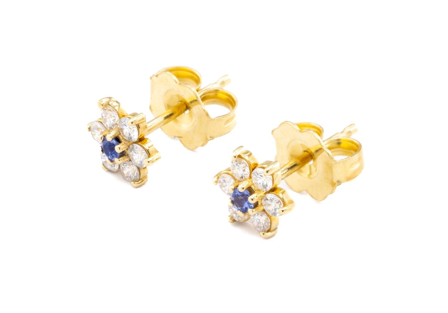 Diamond and Yogo Sapphire Earrings