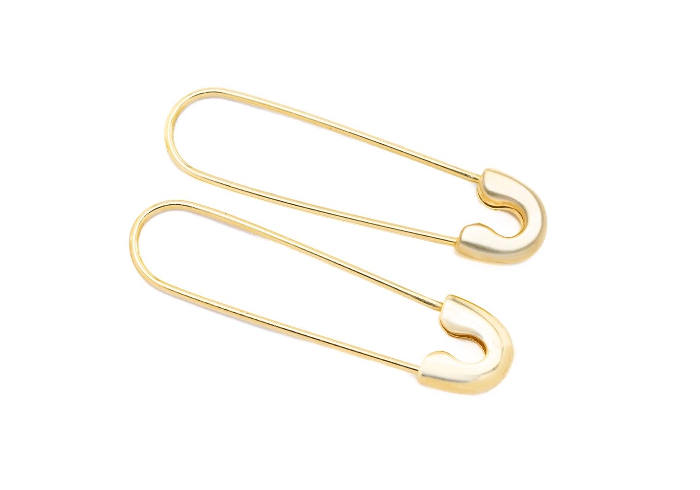 14K Safety Pin Earrings