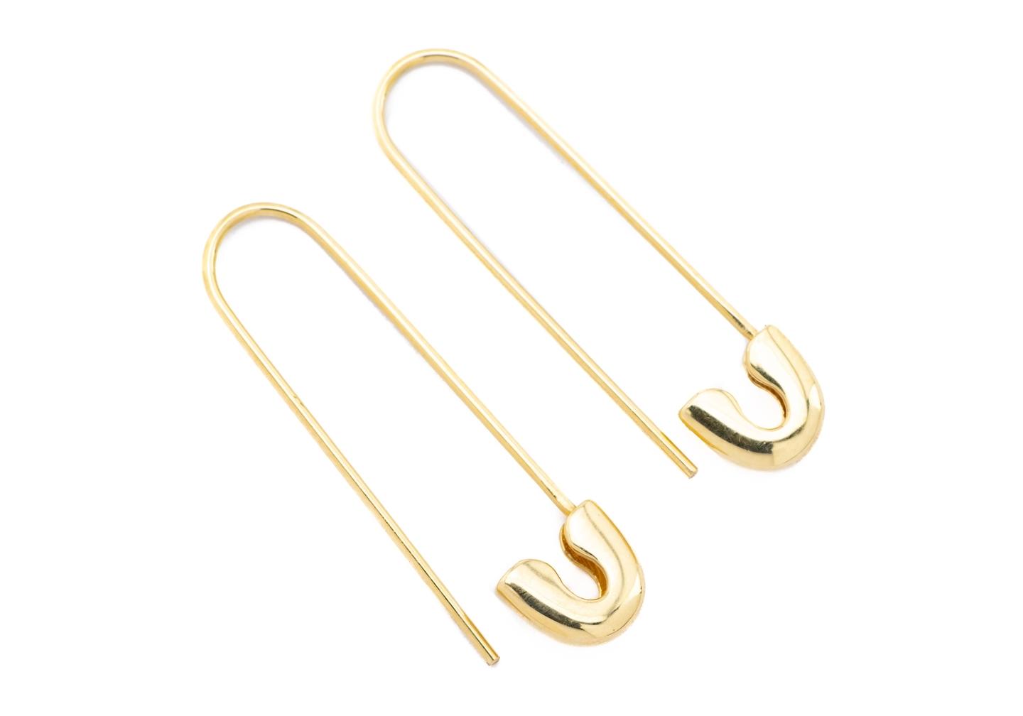 14K Safety Pin Earrings