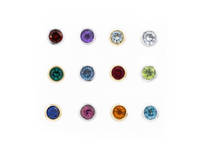 14K Birthstone Bezel-Set Stud Earrings