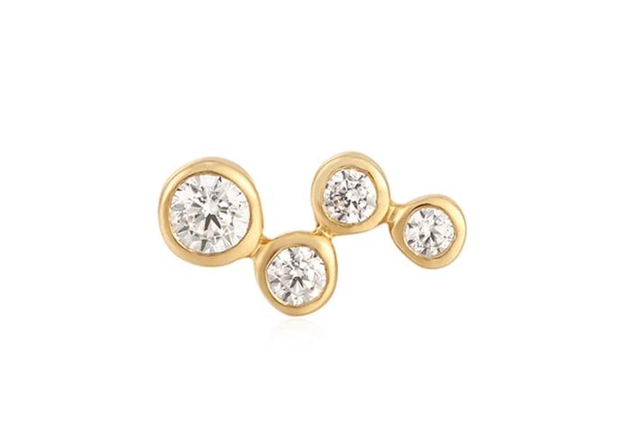 14K Tiny Wave Diamond Single Stud