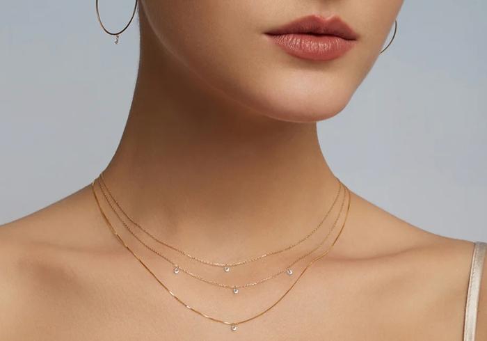 14K Floating Diamond Pendant Necklace