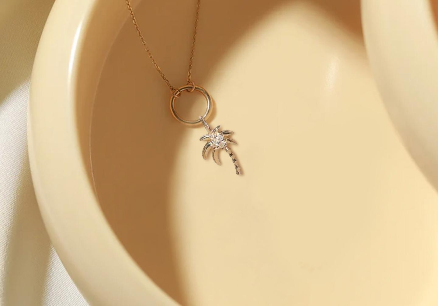 14K Diamond Palm Tree Single Charm