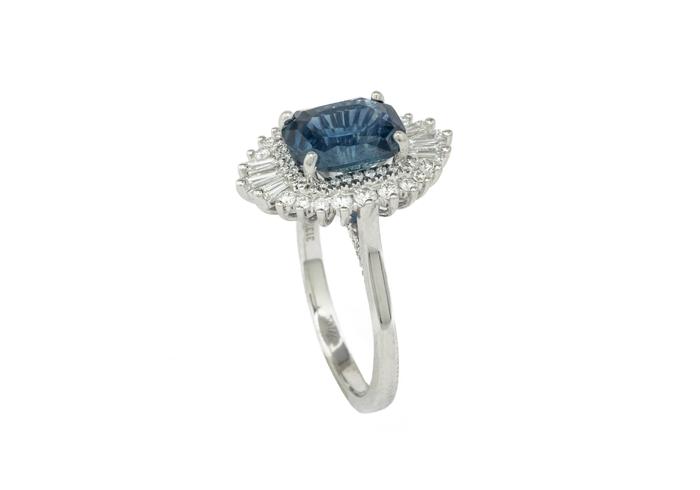 14K Montana Sapphire Halo Ring