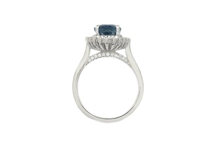 14K Montana Sapphire Halo Ring