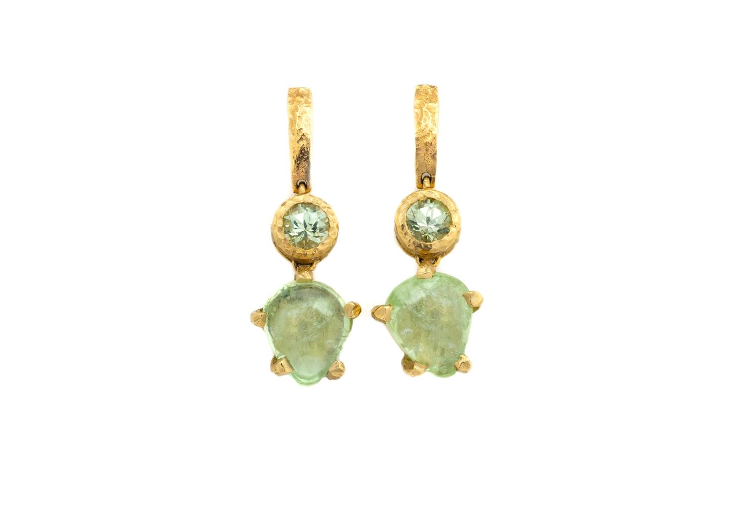14K Mint Green Garnet Drop Earrings