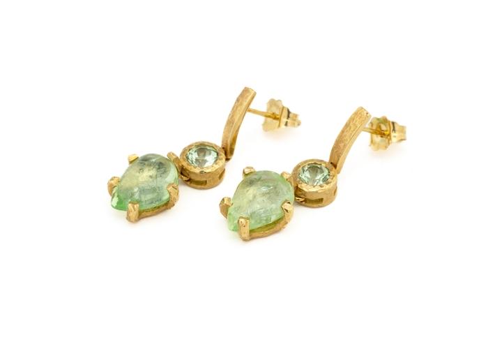 14K Mint Green Garnet Drop Earrings