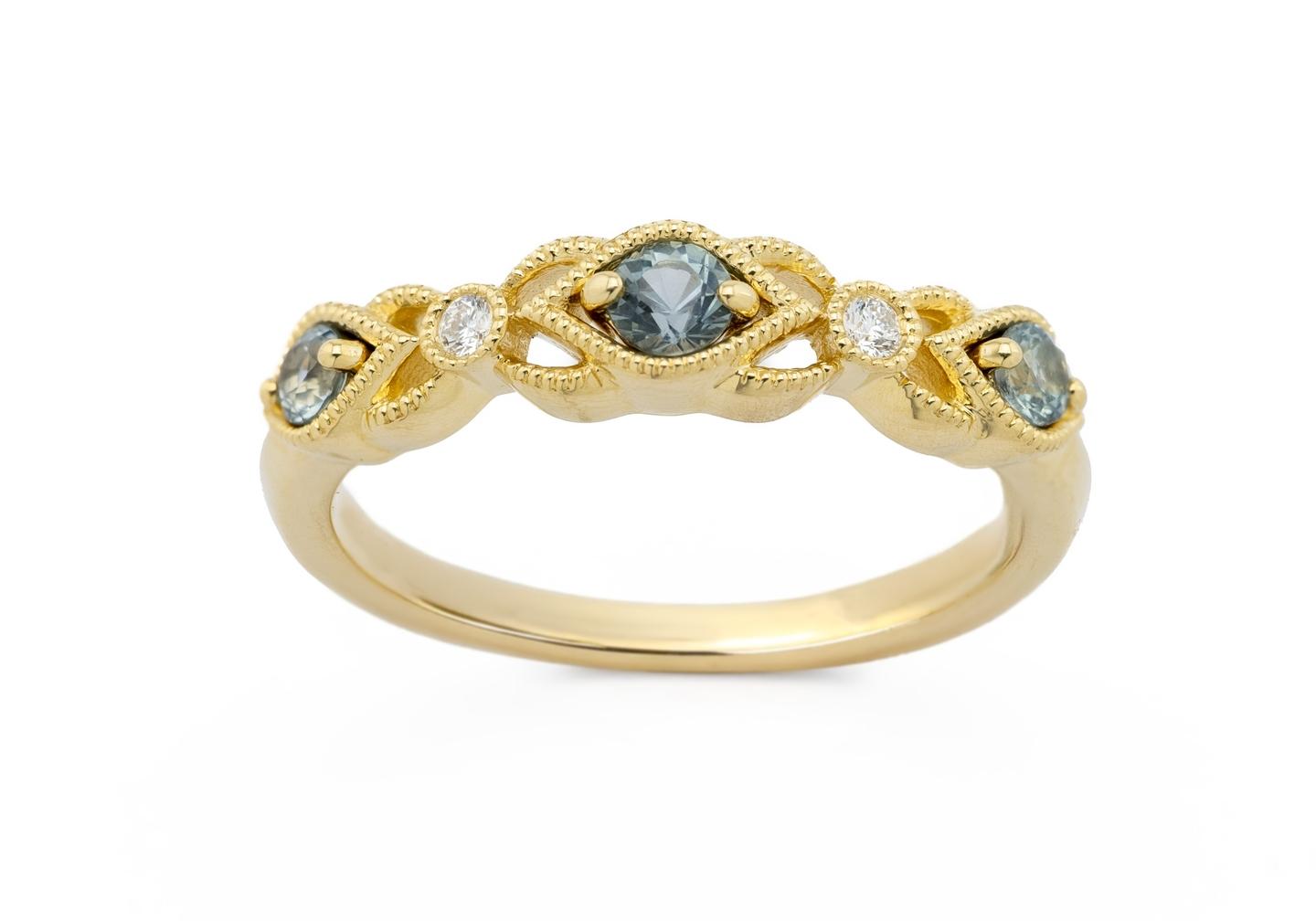 14K Montana Sapphire & Diamond Band