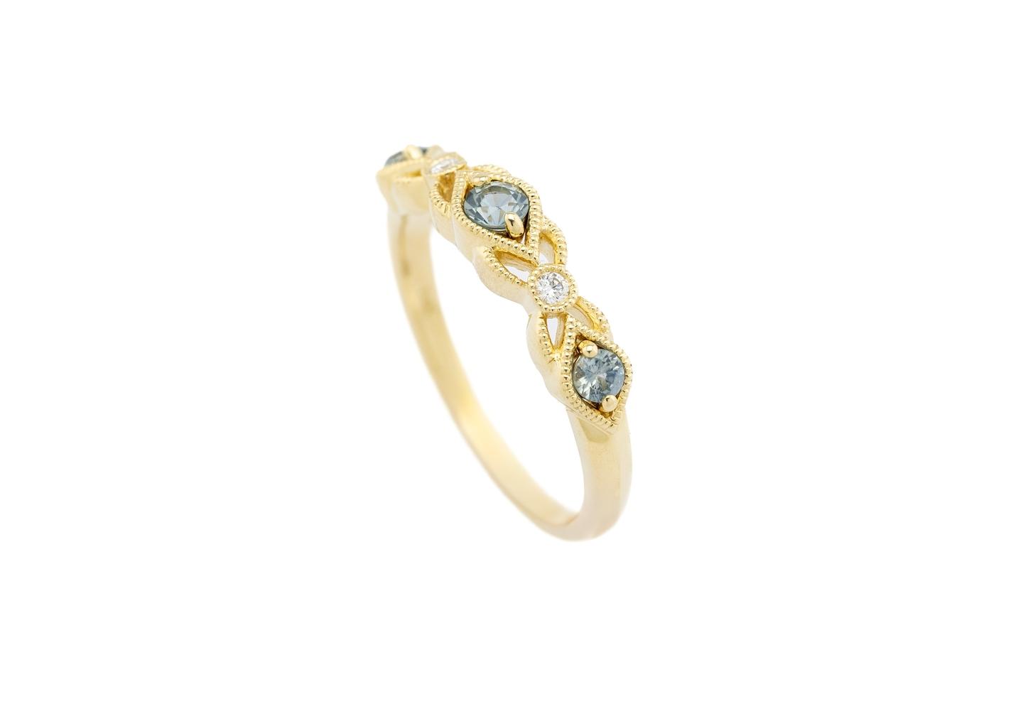 14K Montana Sapphire & Diamond Band
