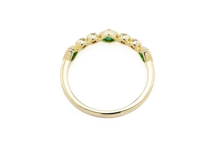 14K Emerald & Diamond Geometric Band