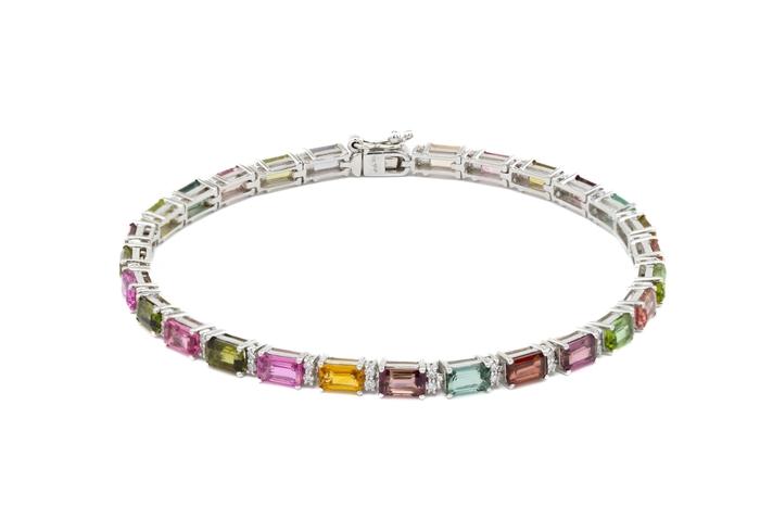 14K Rainbow Tourmaline Tennis Bracelet