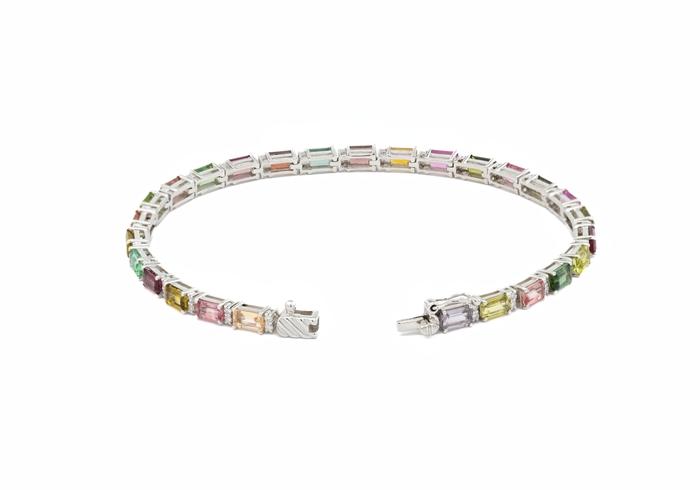 14K Rainbow Tourmaline Tennis Bracelet