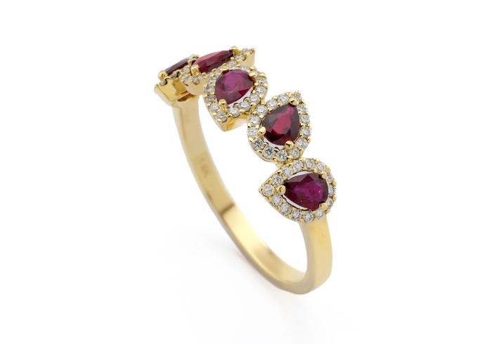 14K Ruby & Diamond Five Stone Band