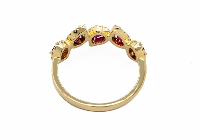 14K Ruby & Diamond Five Stone Band