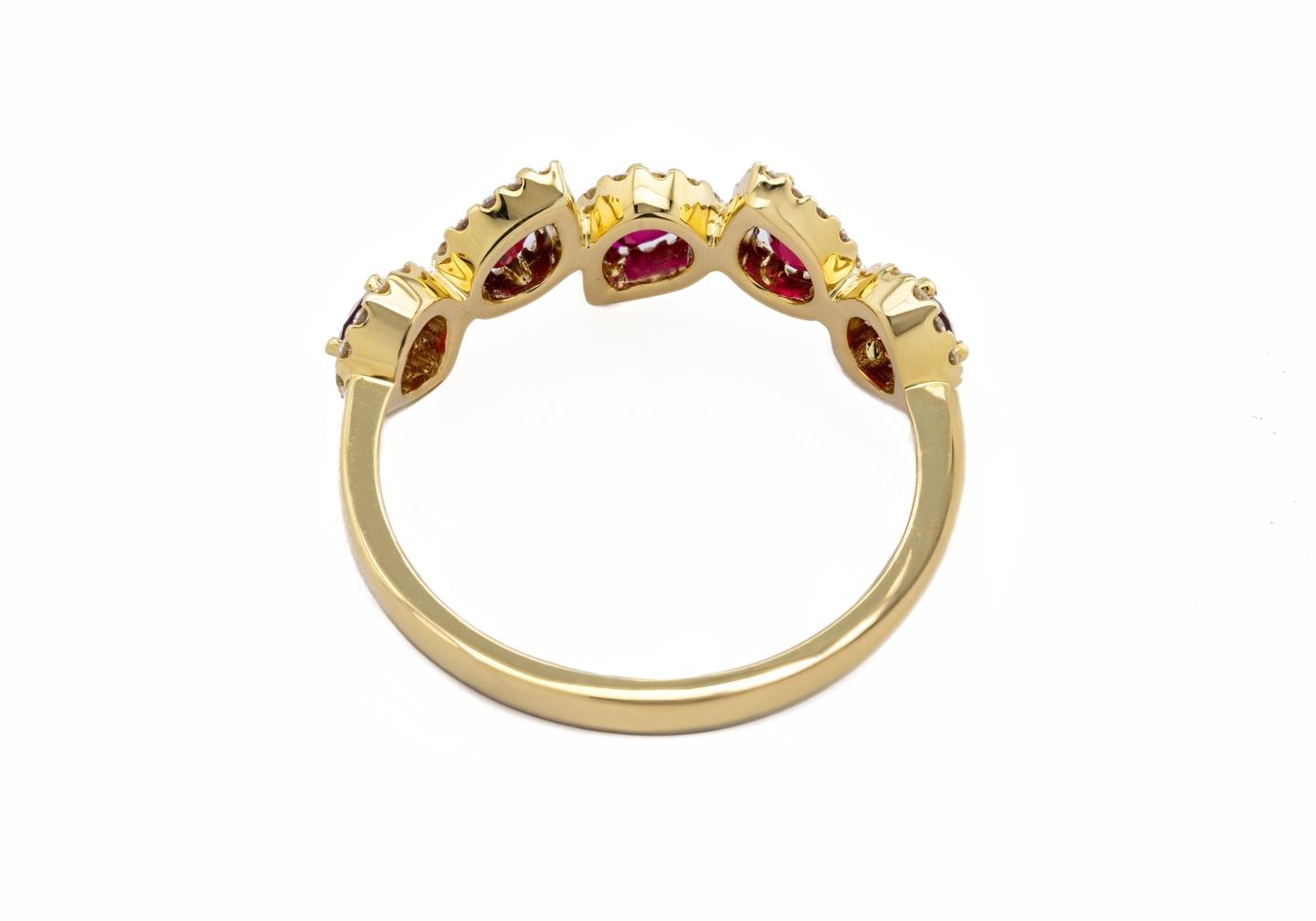 14K Ruby & Diamond Five Stone Band