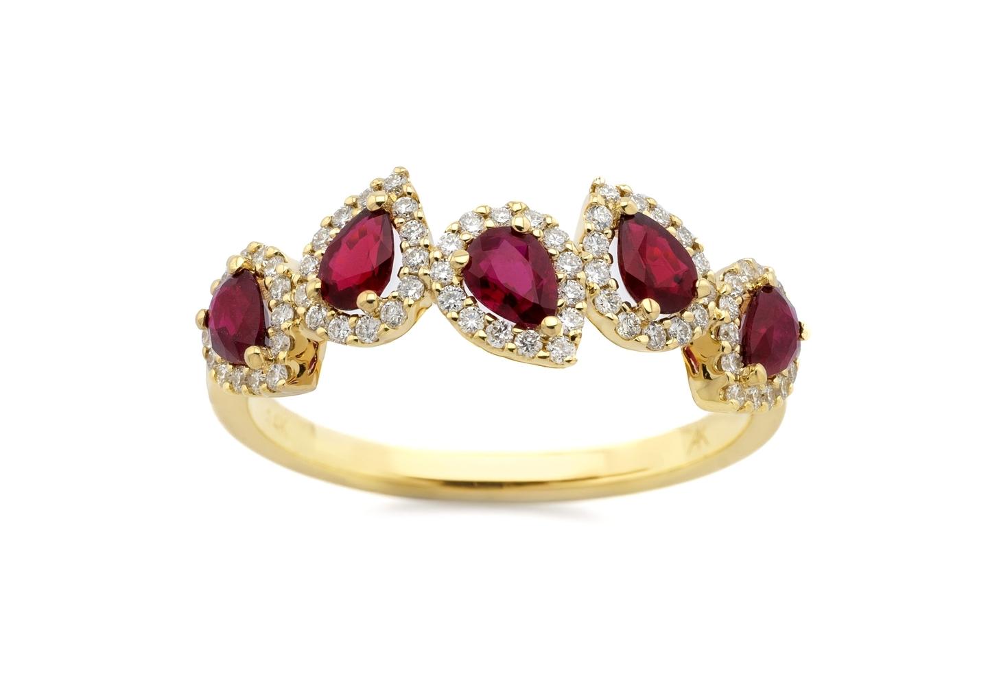 14K Ruby & Diamond Five Stone Band