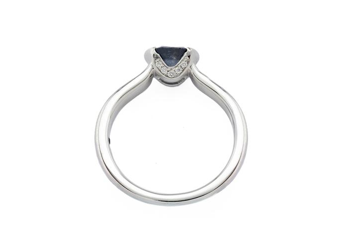 14K Montana Sapphire Half-Bezel Solitaire