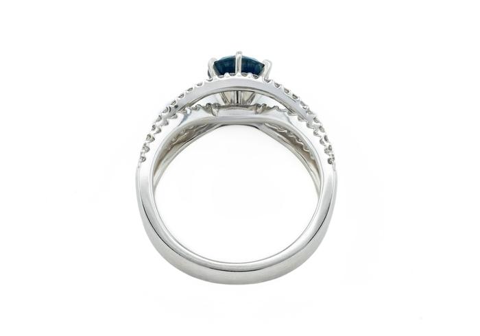 14K Montana Sapphire Diamond Twist Engagement Ring