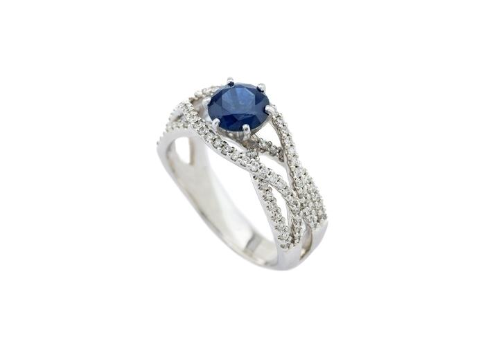 14K Montana Sapphire Diamond Twist Engagement Ring