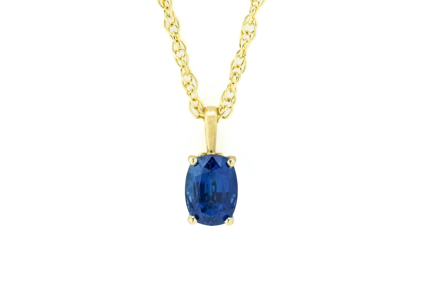 14K Yogo Sapphire Solitaire Necklace