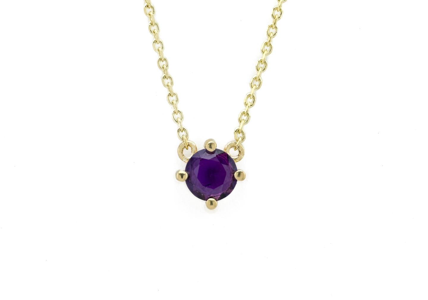 14K Minimalist Purple Yogo Sapphire Pendant