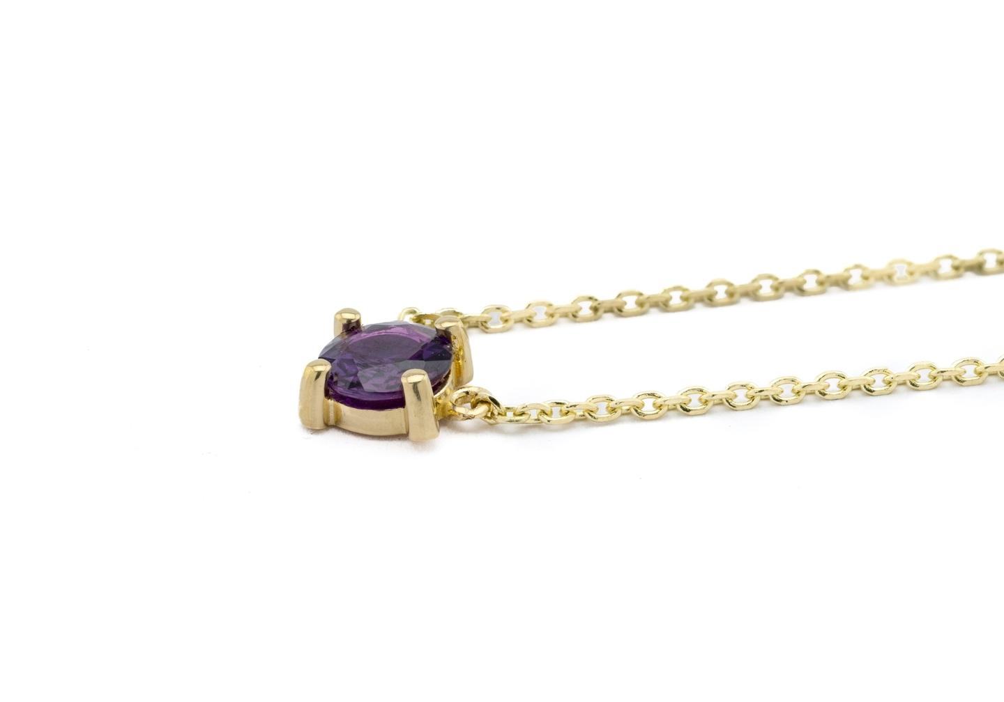 14K Minimalist Purple Yogo Sapphire Pendant