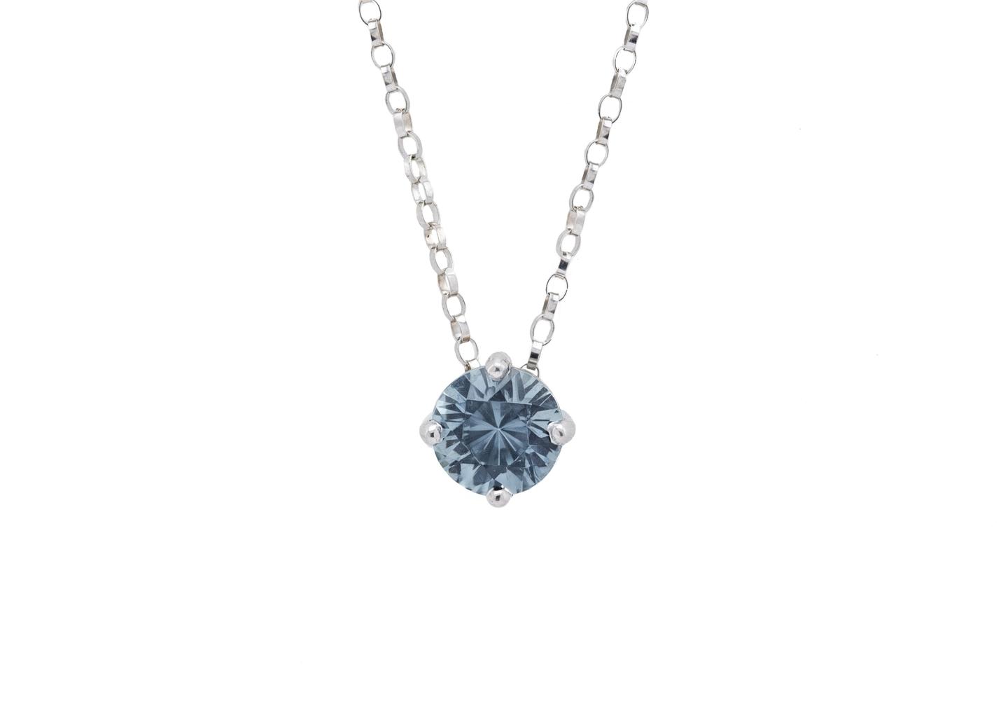 14K Montana Sapphire Four Prong Solitaire Pendant