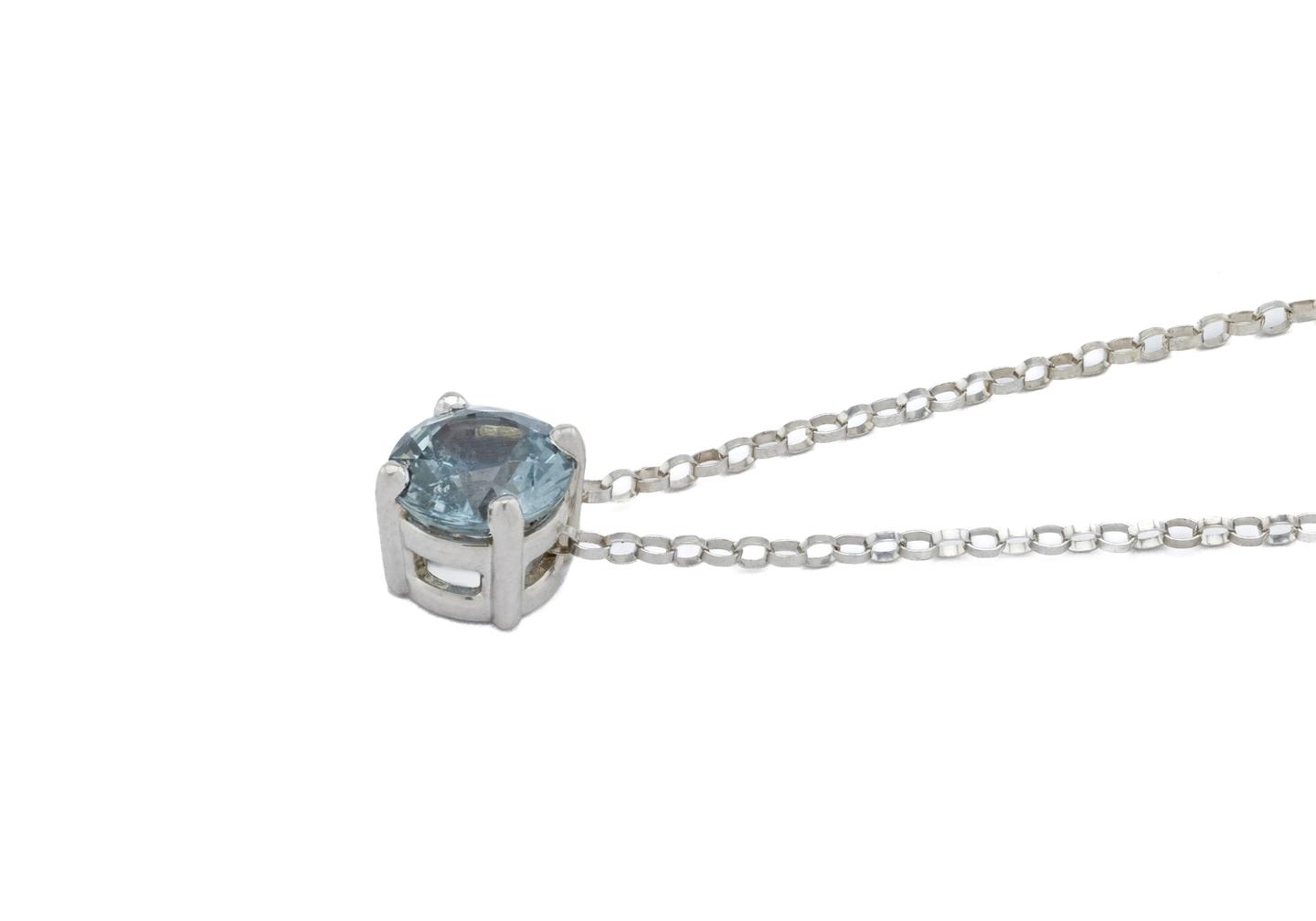 14K Montana Sapphire Four Prong Solitaire Pendant
