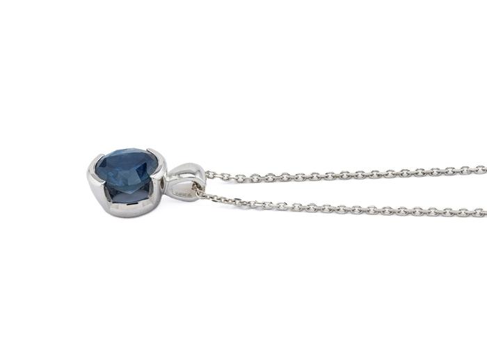 14K Montana Sapphire Half Bezel Solitaire Pendant