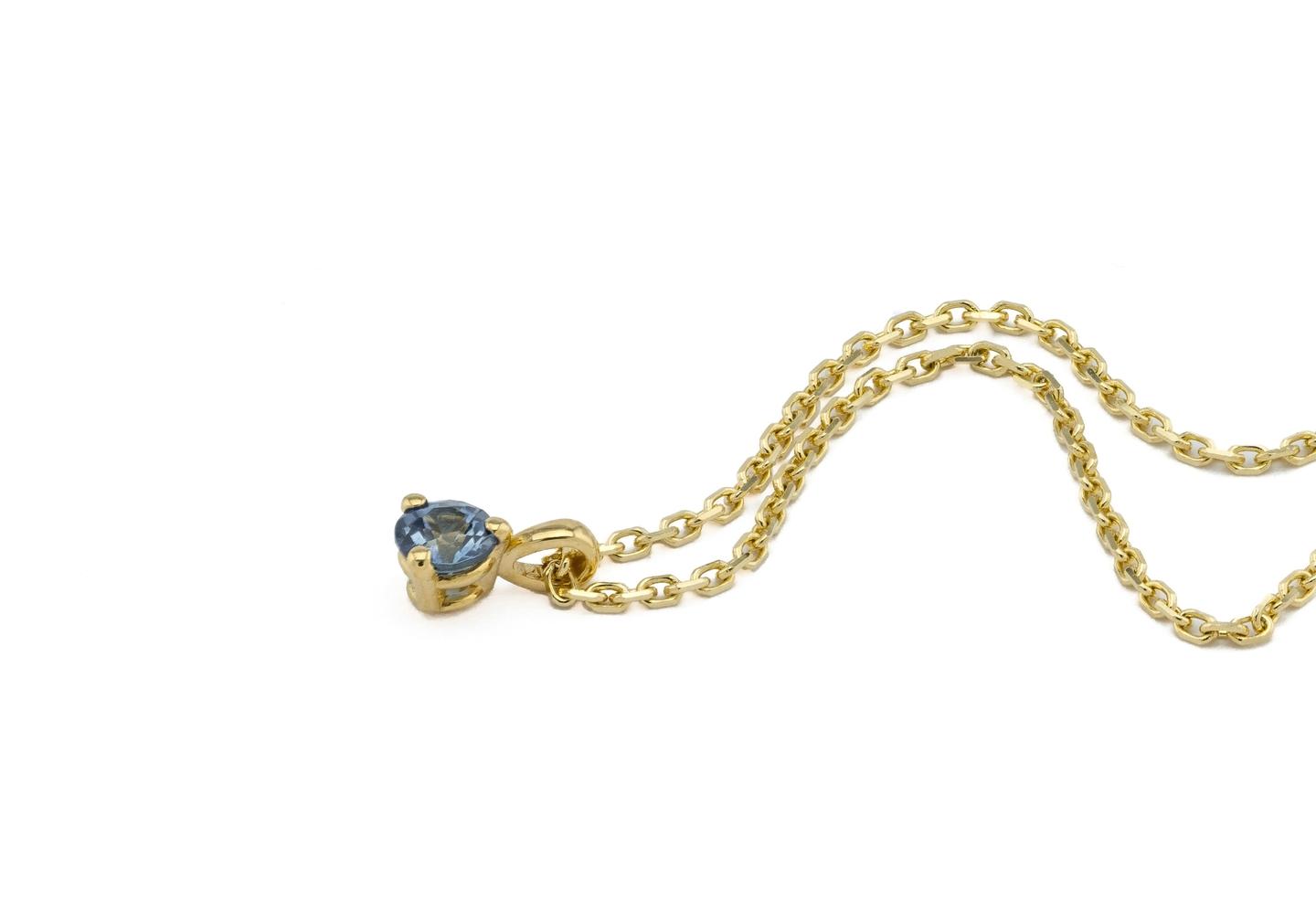 14K Minimalist Montana Sapphire Solitaire Pendant