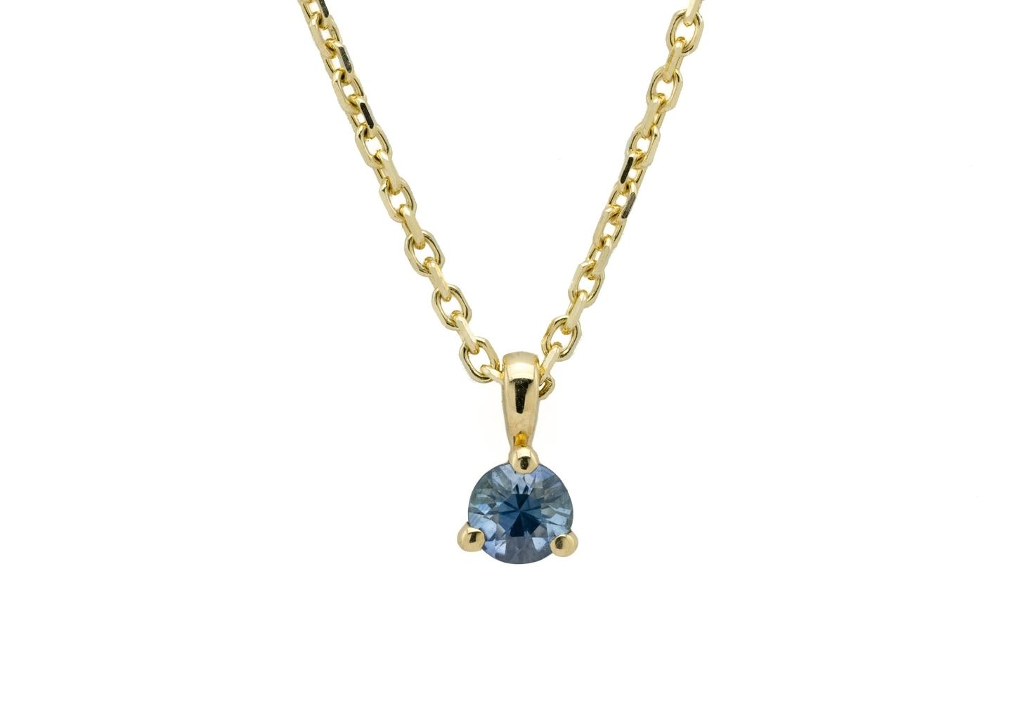 14K Minimalist Montana Sapphire Solitaire Pendant