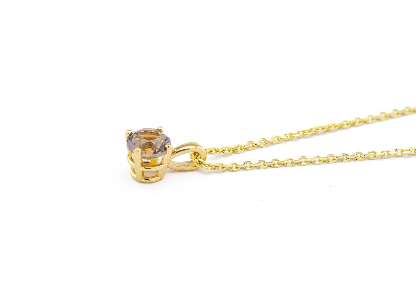 14K Cognac Montana Sapphire Solitaire Pendant