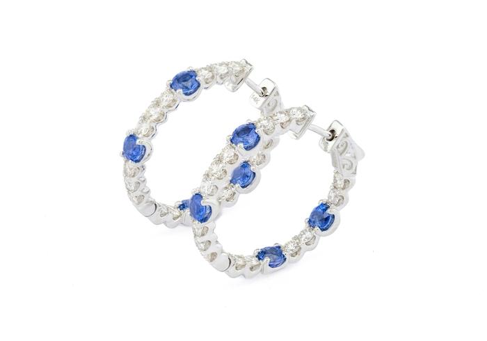 14K Sapphire and Diamond Inside Out Hoops