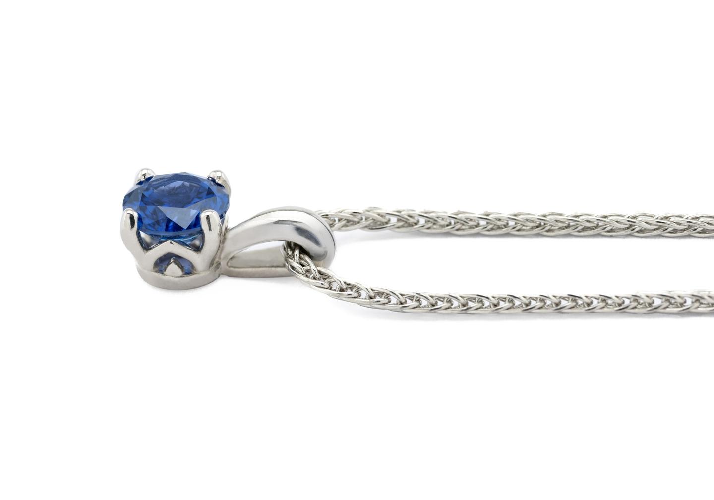 Platinum Yogo Sapphire Solitaire Necklace