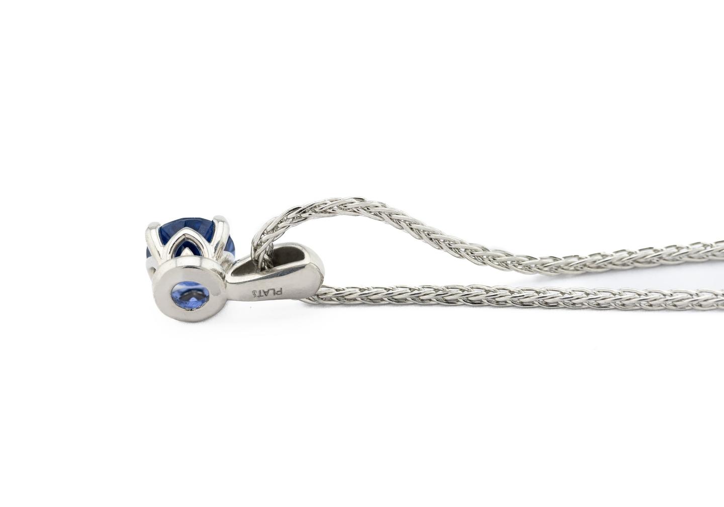 Platinum Yogo Sapphire Solitaire Necklace