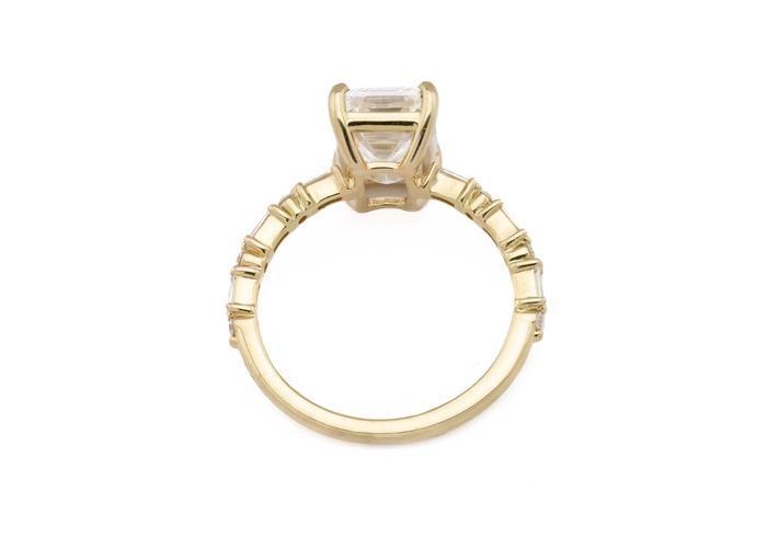 14K Lab Grown Emerald Cut Diamond Engagement Ring
