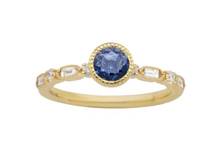 14K Yogo Sapphire and Diamond Bridal Ring Set