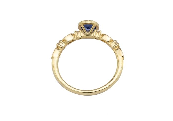 14K Yogo Sapphire and Diamond Bridal Ring Set