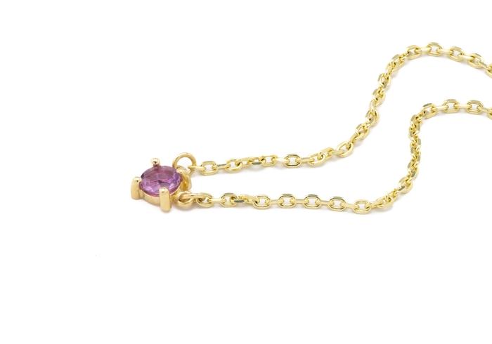 14K Minimalist Pink Yogo Sapphire Pendant