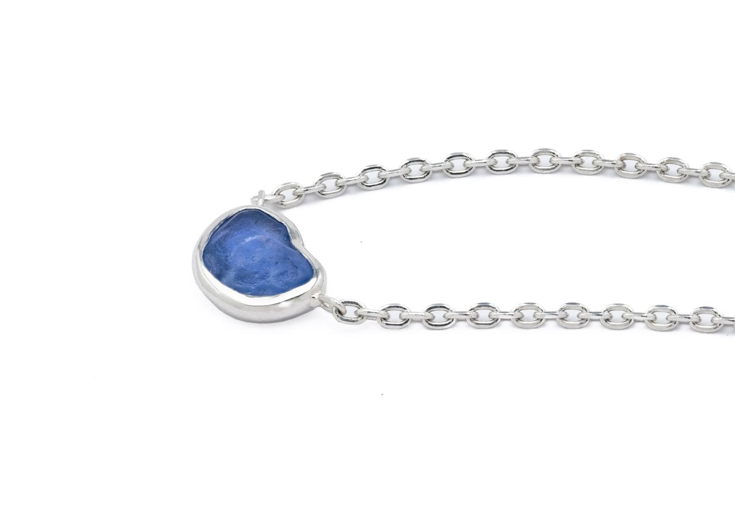 14K Aurum Bezel Set Rough Yogo Sapphire Necklace