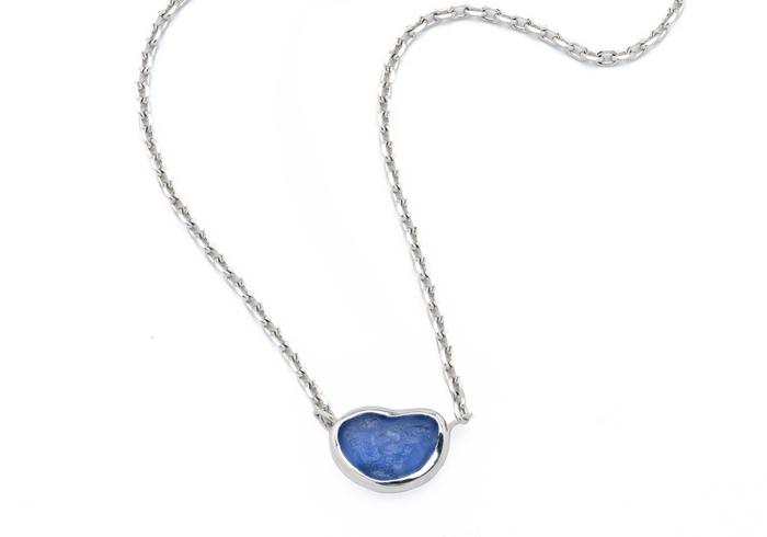 14K Aurum Bezel Set Rough Yogo Sapphire Necklace