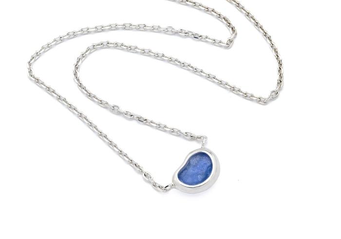 14K Aurum Bezel Set Rough Yogo Sapphire Necklace