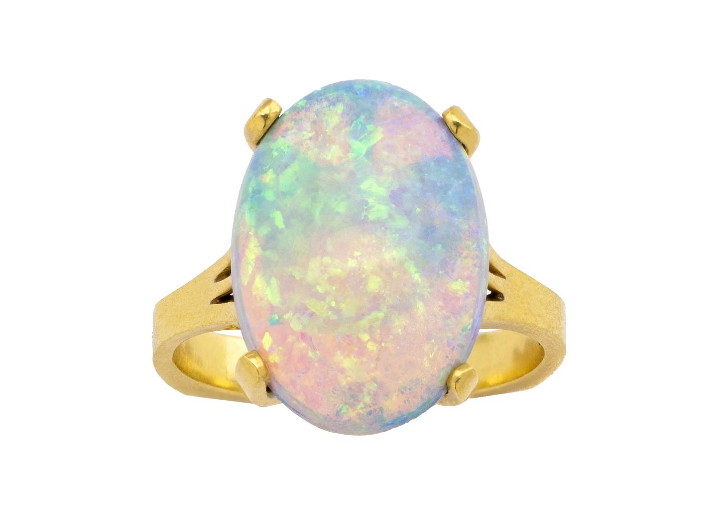 18K Cabochon Australian Opal Cocktail Ring
