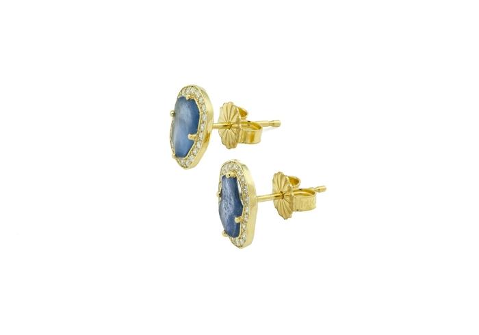 Aurum Yogo Sapphire and Diamond Halo Stud Earrings